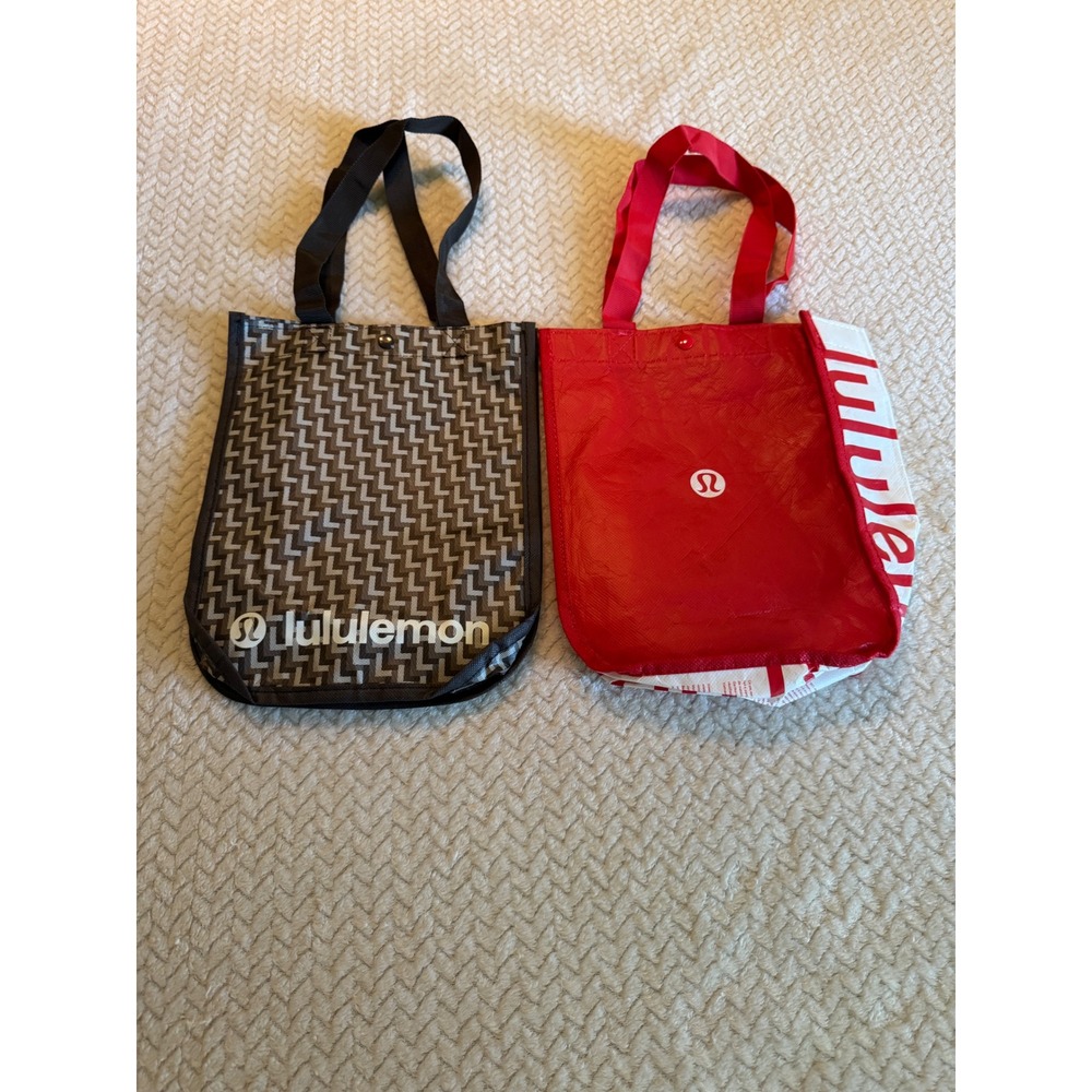 Lululemon Reusable Shopping Tote Bag Set of 2 Monogram Small Shoppers